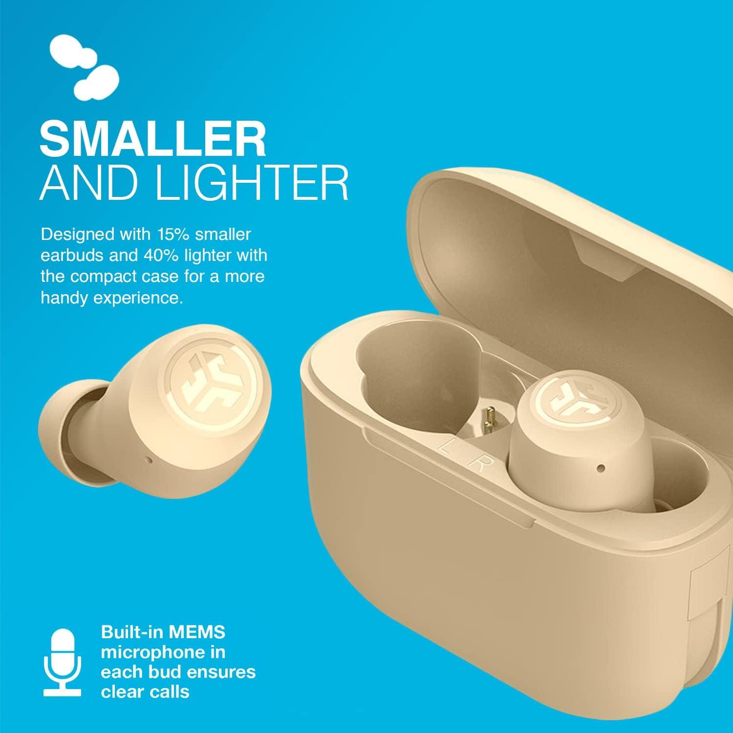 imageJLab Go Air Tones True Wireless Earbuds Designed with Auto On and Connect Touch Controls 32 Hours Bluetooth Playtime EQ3 Sound and Dual Connect Natural Earthtone Color 155 N