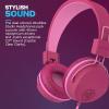 imageJLab JBuddies Studio OnEar Kids Wired Headphones Toddler Headphones Kid Safe Studio Volume Safe Volume Limiter Folding Adjustable Noise Isolation with Mic PinkDark Pink