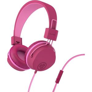 imageJLab JBuddies Studio OnEar Kids Wired Headphones Toddler Headphones Kid Safe Studio Volume Safe Volume Limiter Folding Adjustable Noise Isolation with Mic PinkDark Pink