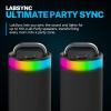 imageJLab Epic Party Portable Bluetooth Speaker Black 360degree Sound with 100 Watts of Power 16 Hours of Playtime Customizable RGB LED Lighting Lab Sync Up to 100 Speakers Custom Sound inApp