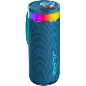 imageJLab Go Party Portable Bluetooth Speaker Midnight Black 10 Watts of Power 16 Hours of Playtime IP56 Waterproofing Customizable RGB LED Lighting Lab Sync Up to 100 Speakers Custom Sound inAppNavy