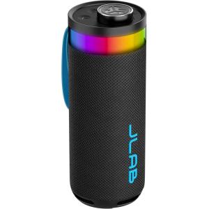 imageJLab Go Party Portable Bluetooth Speaker Midnight Black 10 Watts of Power 16 Hours of Playtime IP56 Waterproofing Customizable RGB LED Lighting Lab Sync Up to 100 Speakers Custom Sound inAppMidnight Black