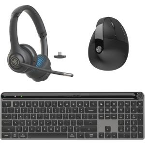 imageJLab Work Bundle Go Work 2 Headset Epic Wireless Keyboard and JBuds Ergonomic Wireless Mouse