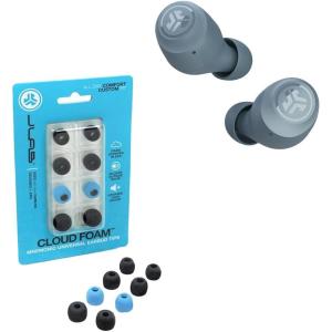 imageJLab Go Air Pop True Wireless Bluetooth Earbuds  Charging Case  Slate  Dual Connect  IPX4 Sweat Resistance  Bluetooth 51 Connection Cloud Foam Mnemonic Earbud Tips