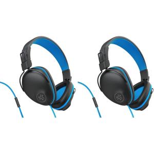imageJLab JBuddies Pro Wired OverEar Kids Headphones Builtin Volume Regulators for Safety Folding Adjustable Noise Isolation with Mic Blue Pack of 2OneSize Fits All Pack of 2