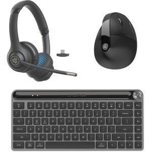 imageJLab Work Bundle Go Work 2 Wireless Headset Epic Mini Keyboard and JBuds Ergonomic Wireless Mouse
